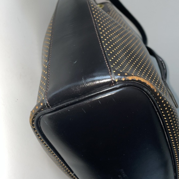 Dooney & Bourke Black Perforated Drawstring Crossbody Saddle Leather - Picture 6 of 10